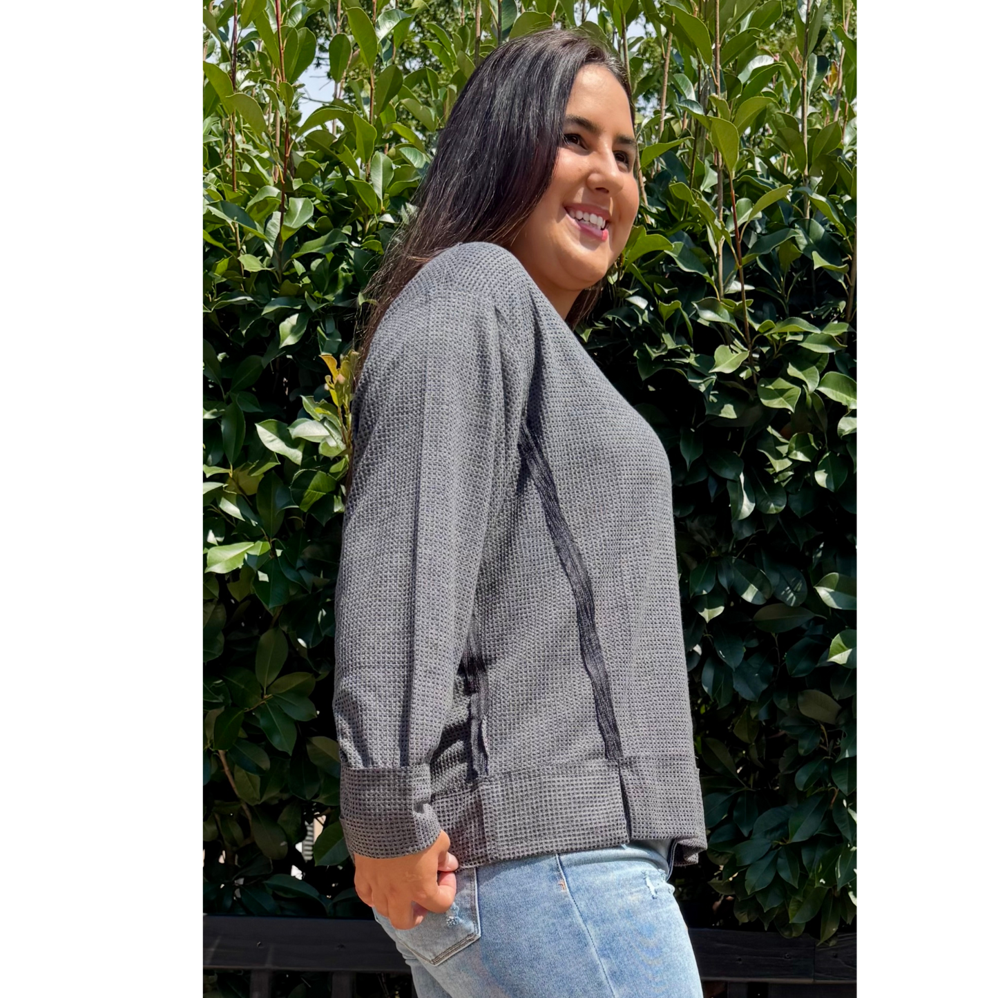 Long Sleeve Black Cozy Two Toned Thermal Andree By Unit