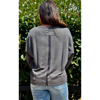 Long Sleeve Black Cozy Two Toned Thermal Andree By Unit