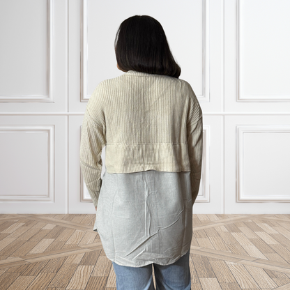 Sweater Blouse Split Decision Lightweight Top by White Birch