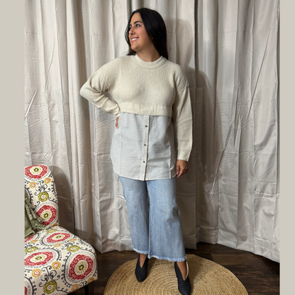 Sweater Blouse Split Decision Lightweight Top by White Birch