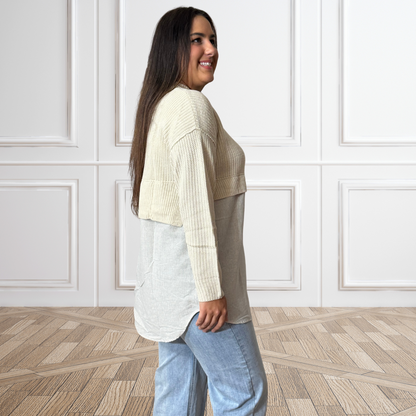 Sweater Blouse Split Decision Lightweight Top by White Birch