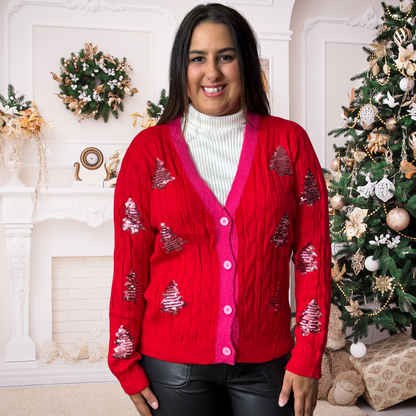 Oh Christmas Tree Sequin Cardigan