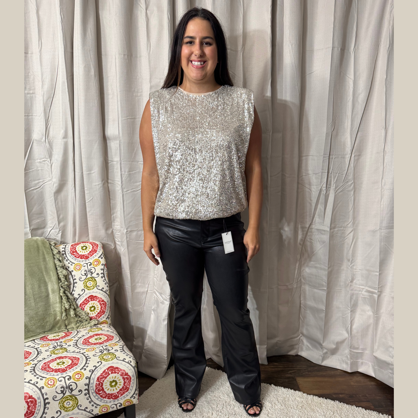 Faux Leather High Waisted Tummy Control Bootcut