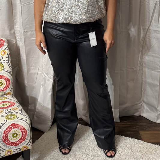 Faux Leather High Waisted Tummy Control Bootcut