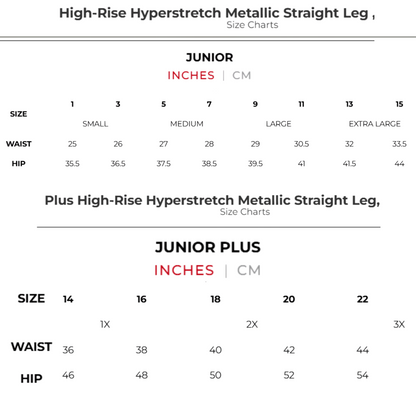 Metallic High Rise Hyperstretch Straight Leg
