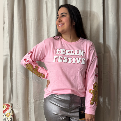 Feelin' Festive Pink Sweatshirt by Grace + Emma