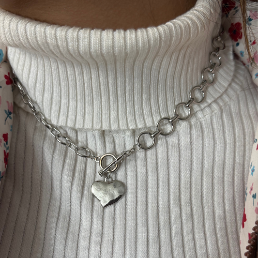 Notable Hammered Heart Toggle Necklace