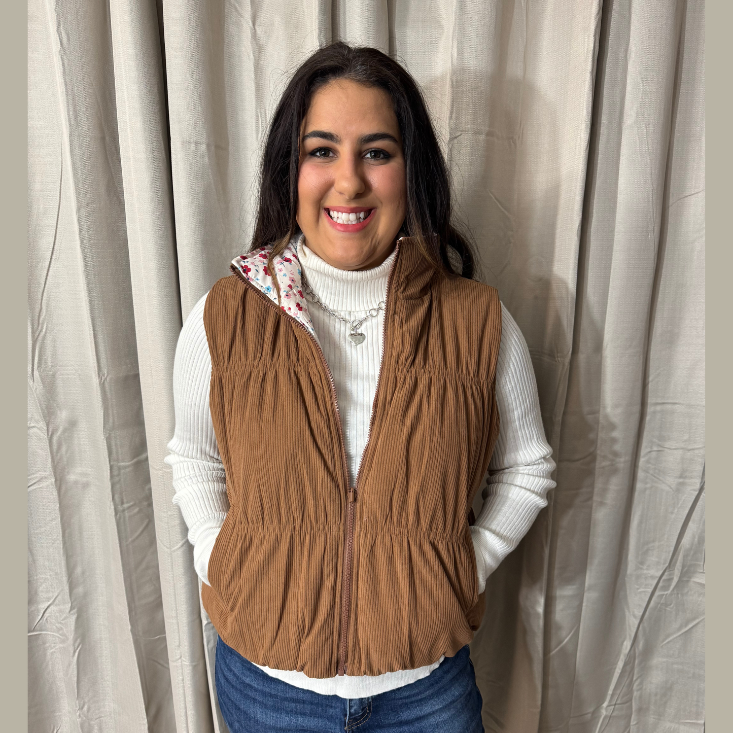 Floral Reversible Puffer Vest