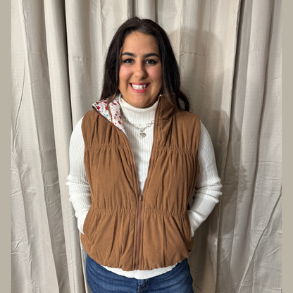 Floral Reversible Puffer Vest