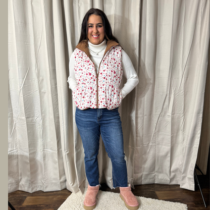 Floral Reversible Puffer Vest