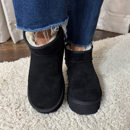 Corkys Room Service Black Faux Suede Bootie