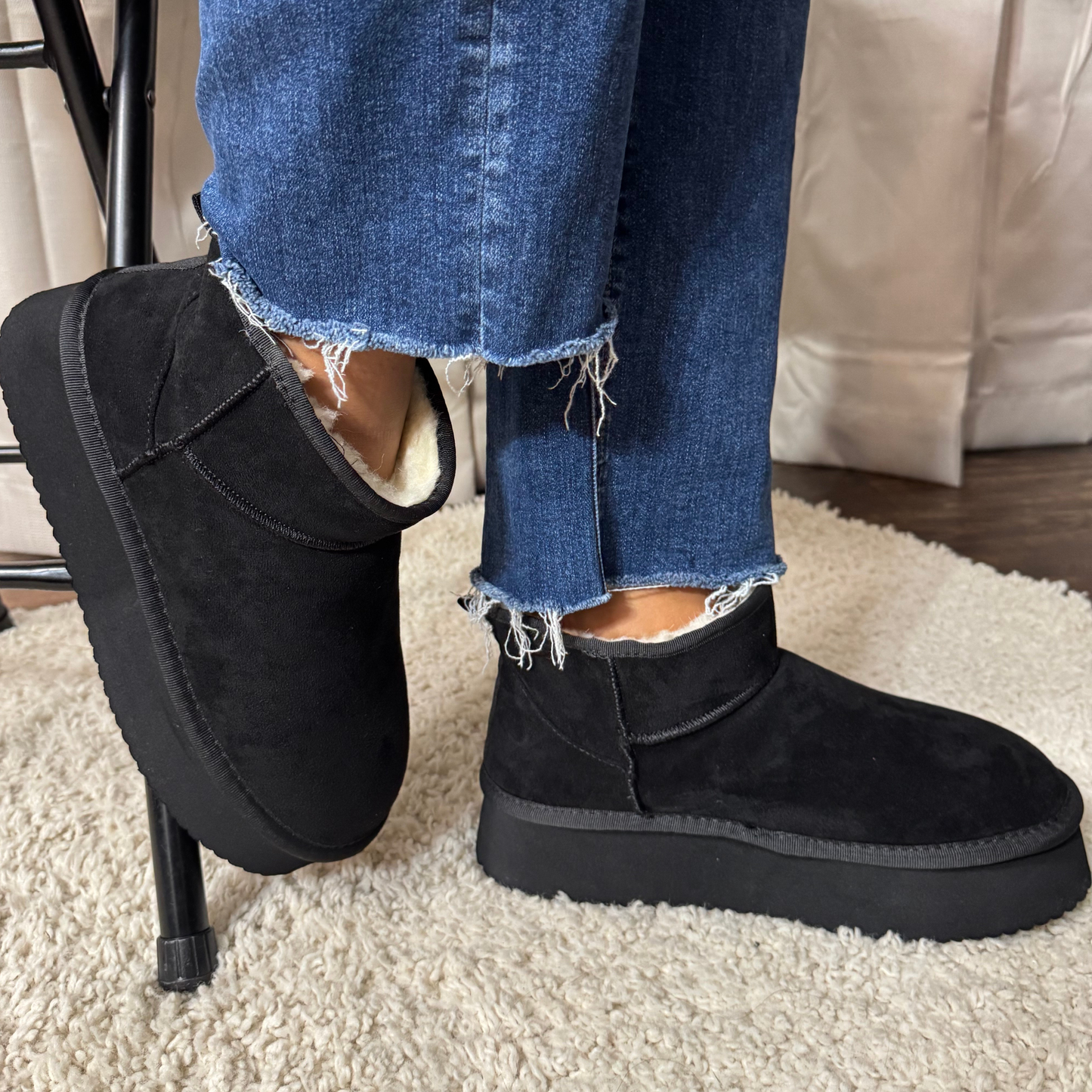 Corkys Room Service Black Faux Suede Bootie