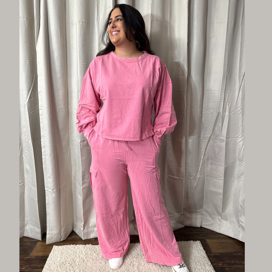 Washed Berry Oversized Sweatshirt And Sweatpants