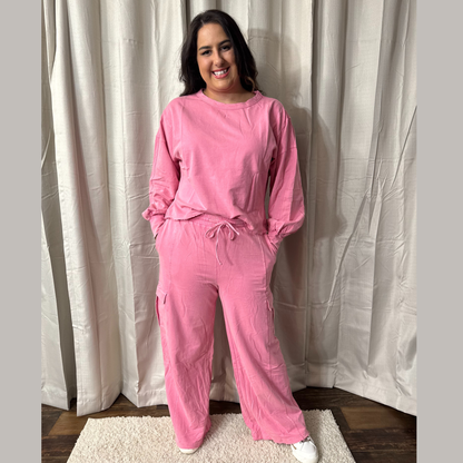 Washed Berry Oversized Sweatshirt And Sweatpants