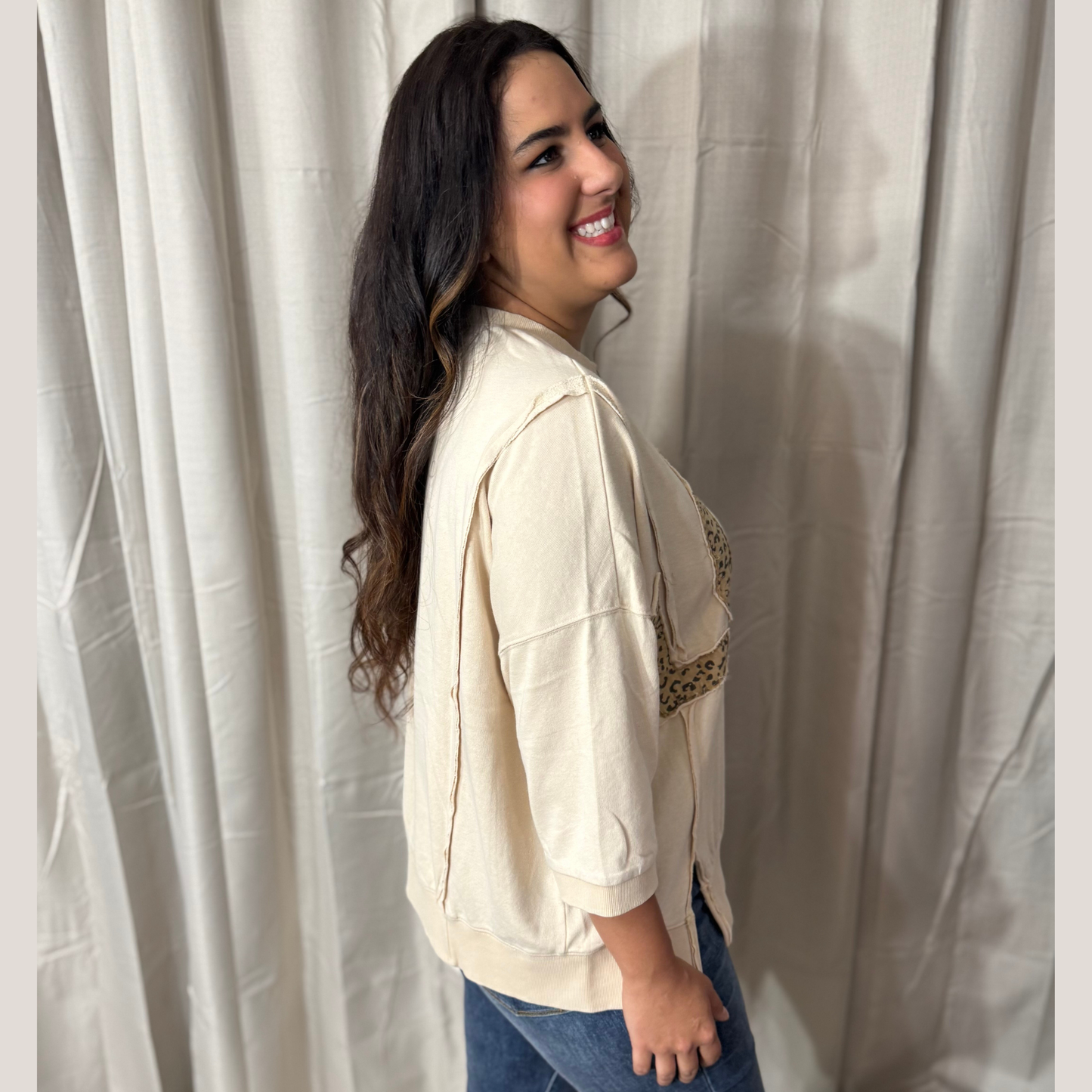 Leopard Love Oversized Patch Pullover