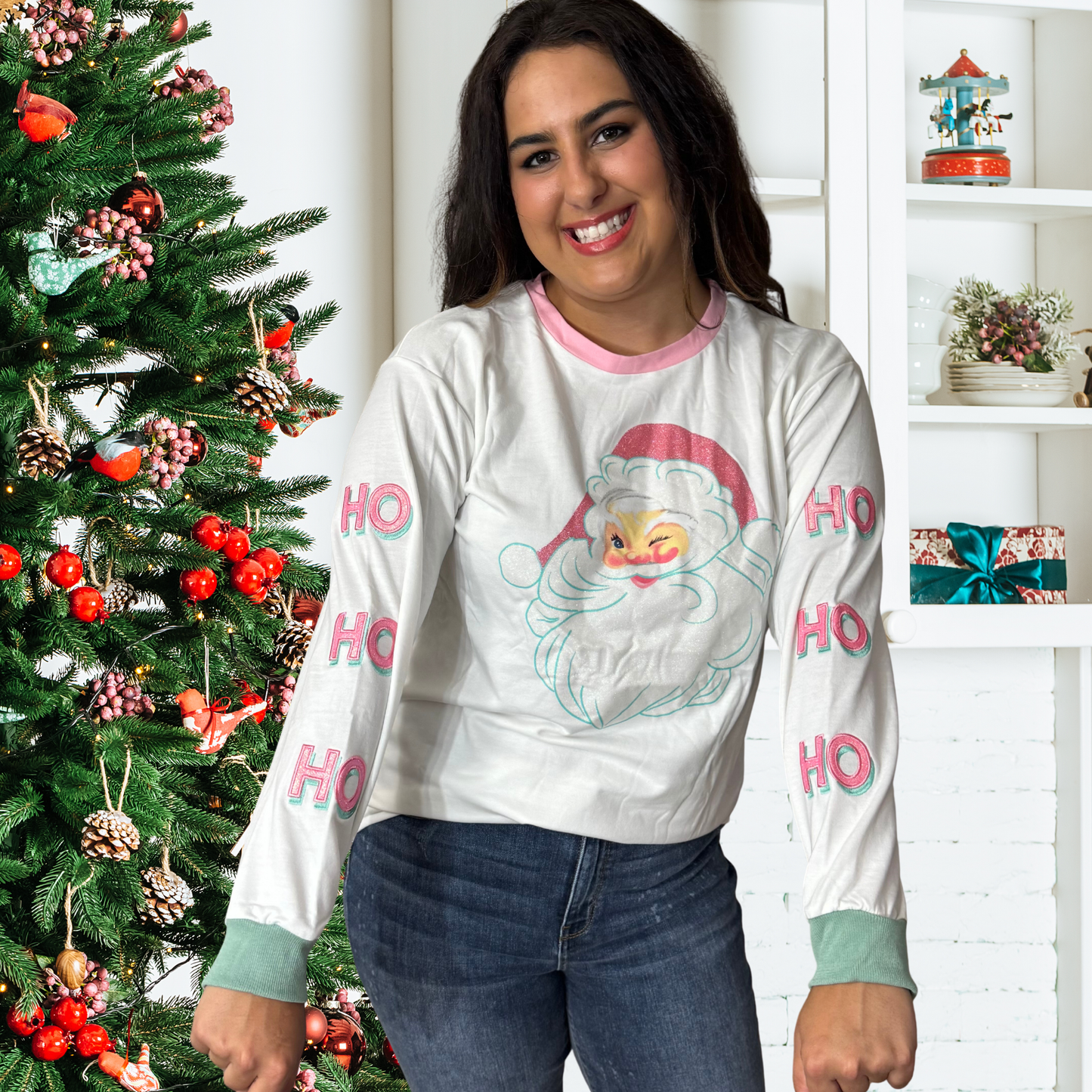 Santa Sparkle Ho Ho Ho Pullover by Grace & Emma