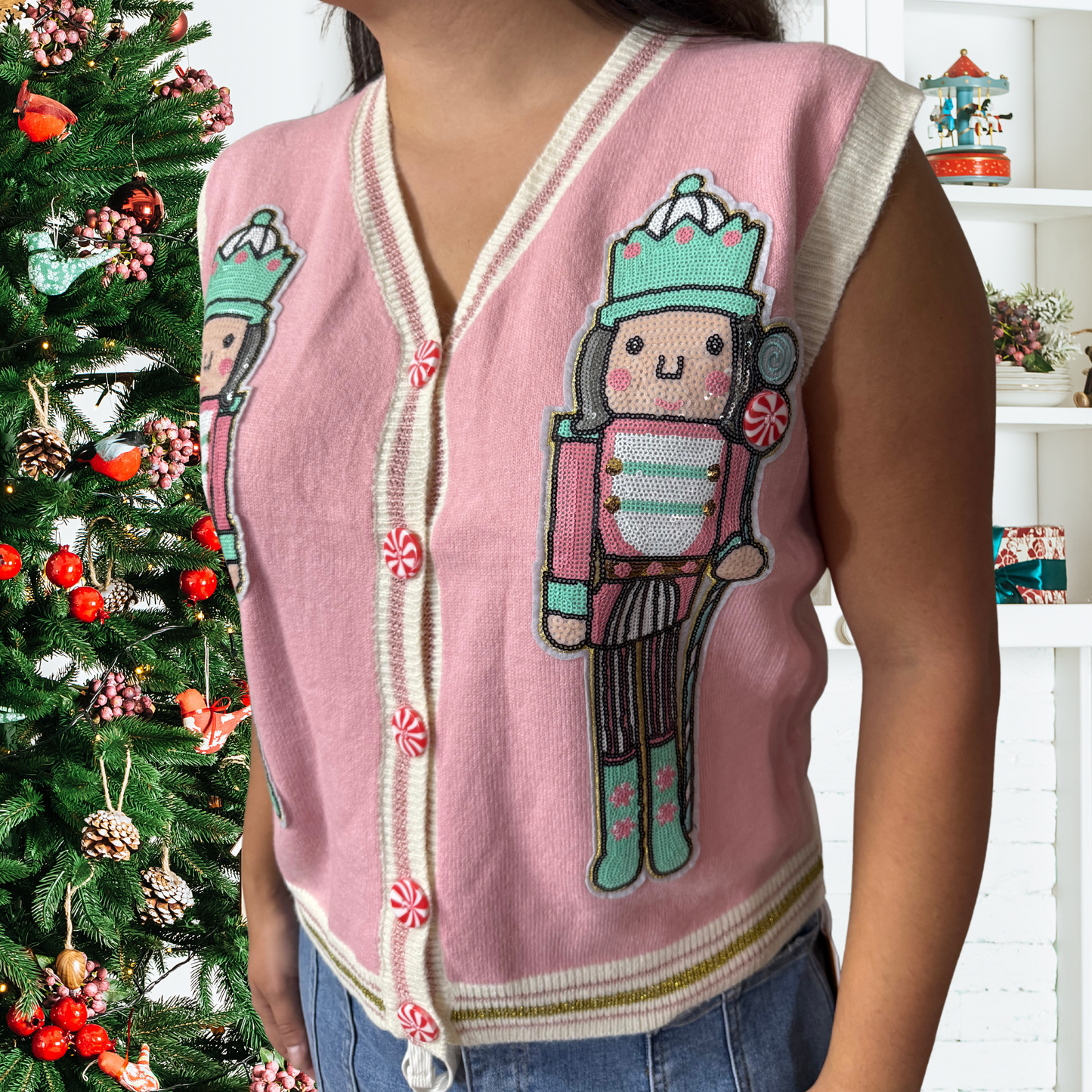 Sequin Nutcracker Sweater Vest by Emma & Grace