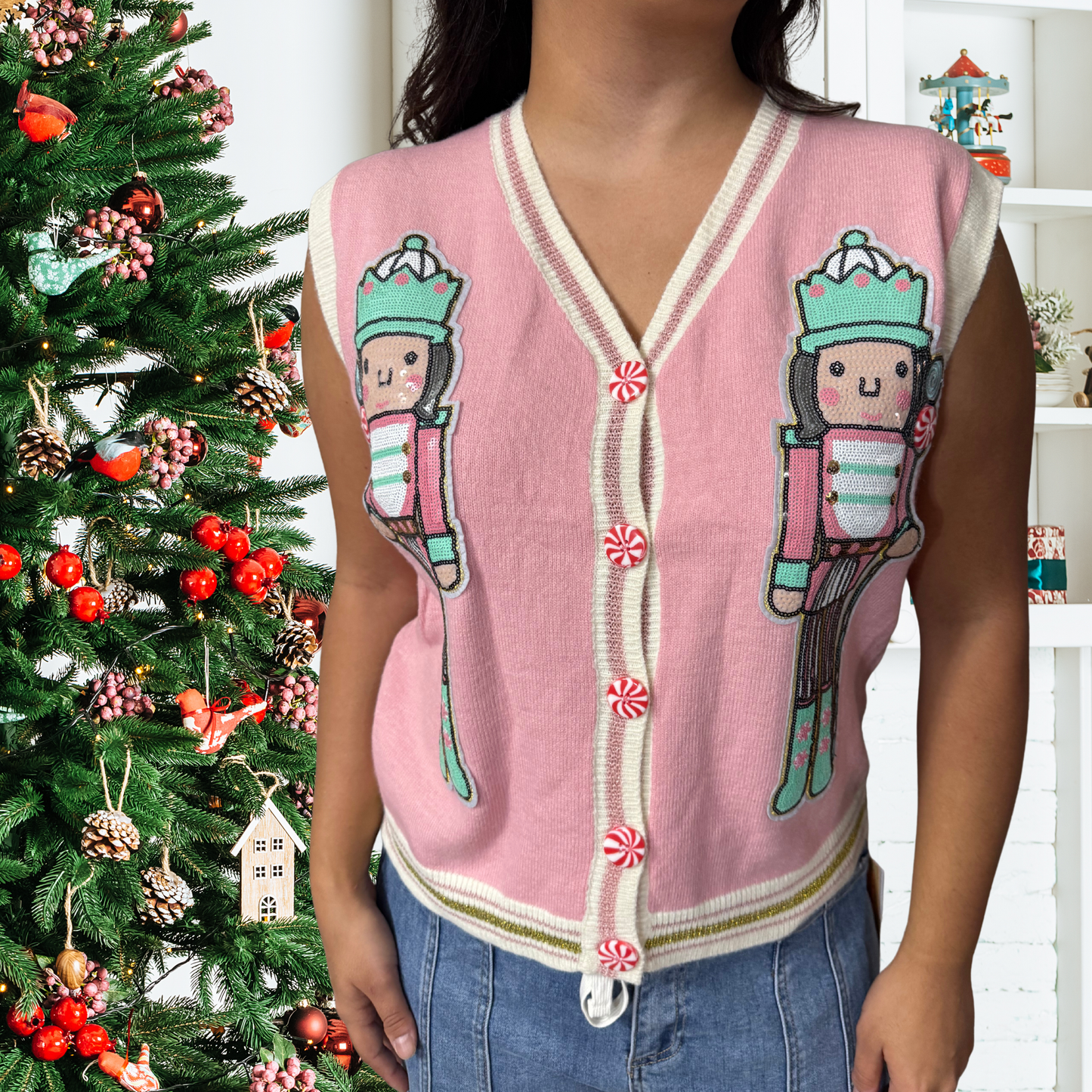 Sequin Nutcracker Sweater Vest by Emma & Grace