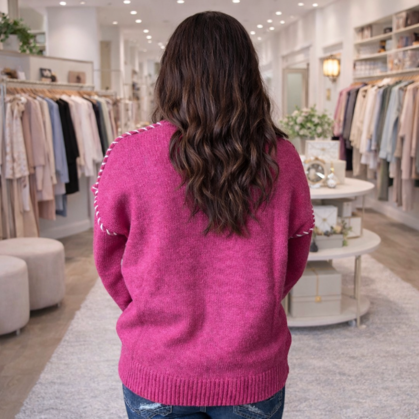 PINK STITCH SWEATER BY WHITE BIRCH - SV Boutique & Co.