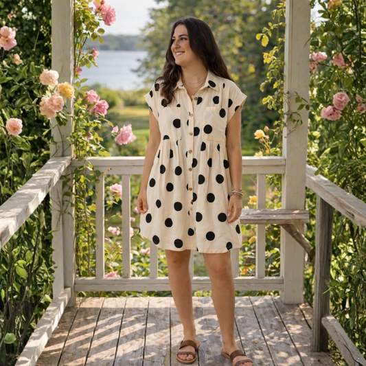 Polka Dot Button Down Dress - SV Boutique & Co.