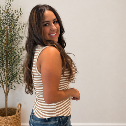 Sleeveless Sand Striped Top FINAL SALE - SV Boutique & Co.