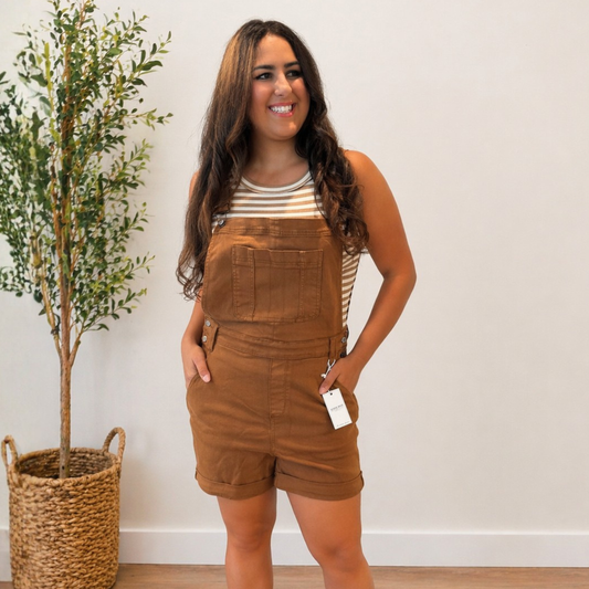 Judy Blue Brown Garment Dyed Overalls - SV Boutique & Co.