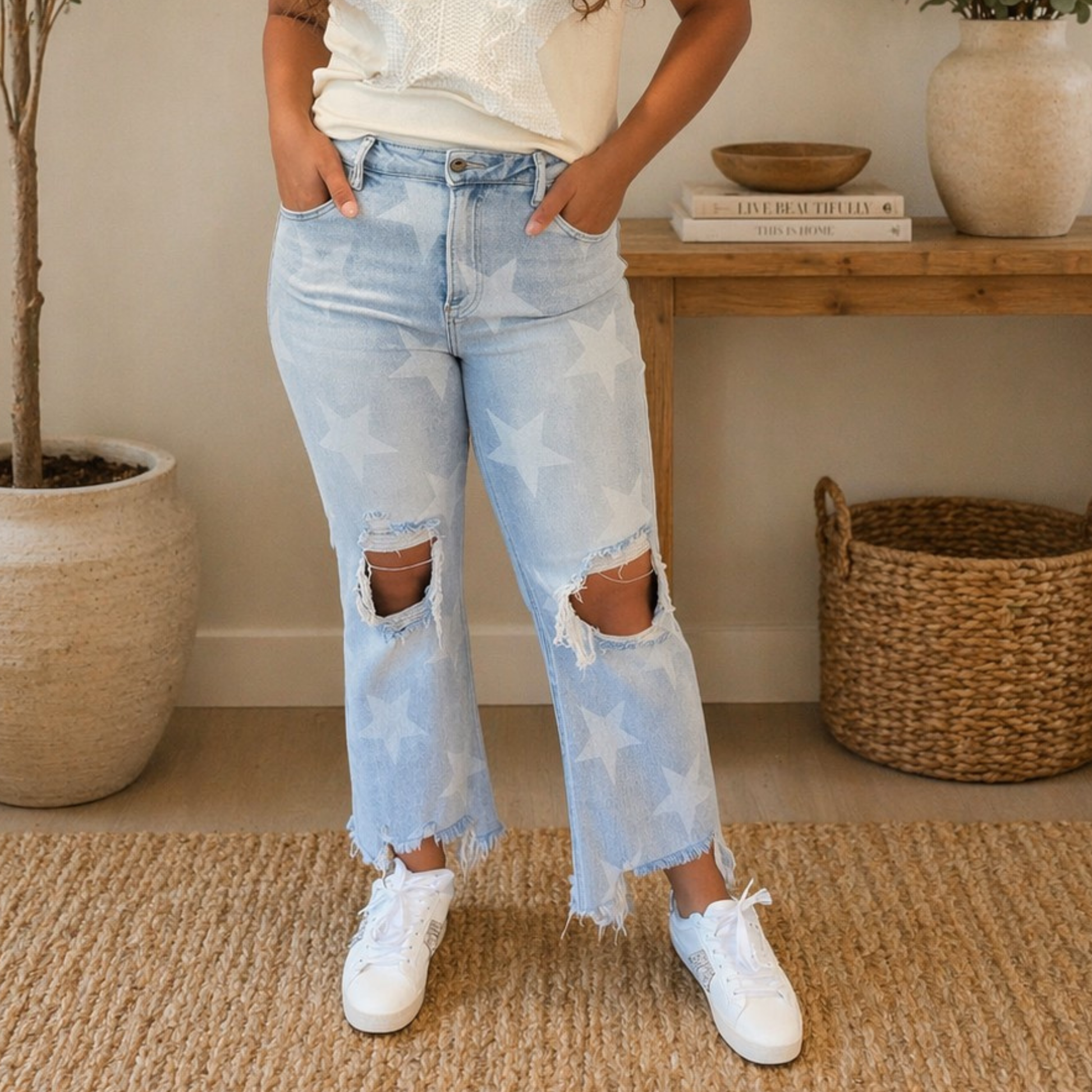 Risen Star Struck Straight Crop Jeans - SV Boutique & Co.