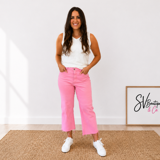 JUDY BLUE PINK PUNCH HIGH RISE CROPPED JEAN