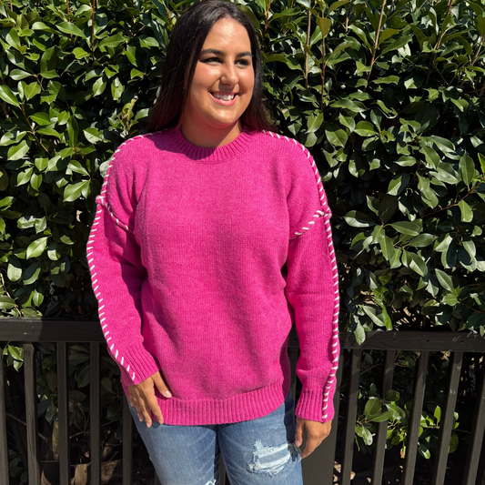PINK STITCH SWEATER BY WHITE BIRCH