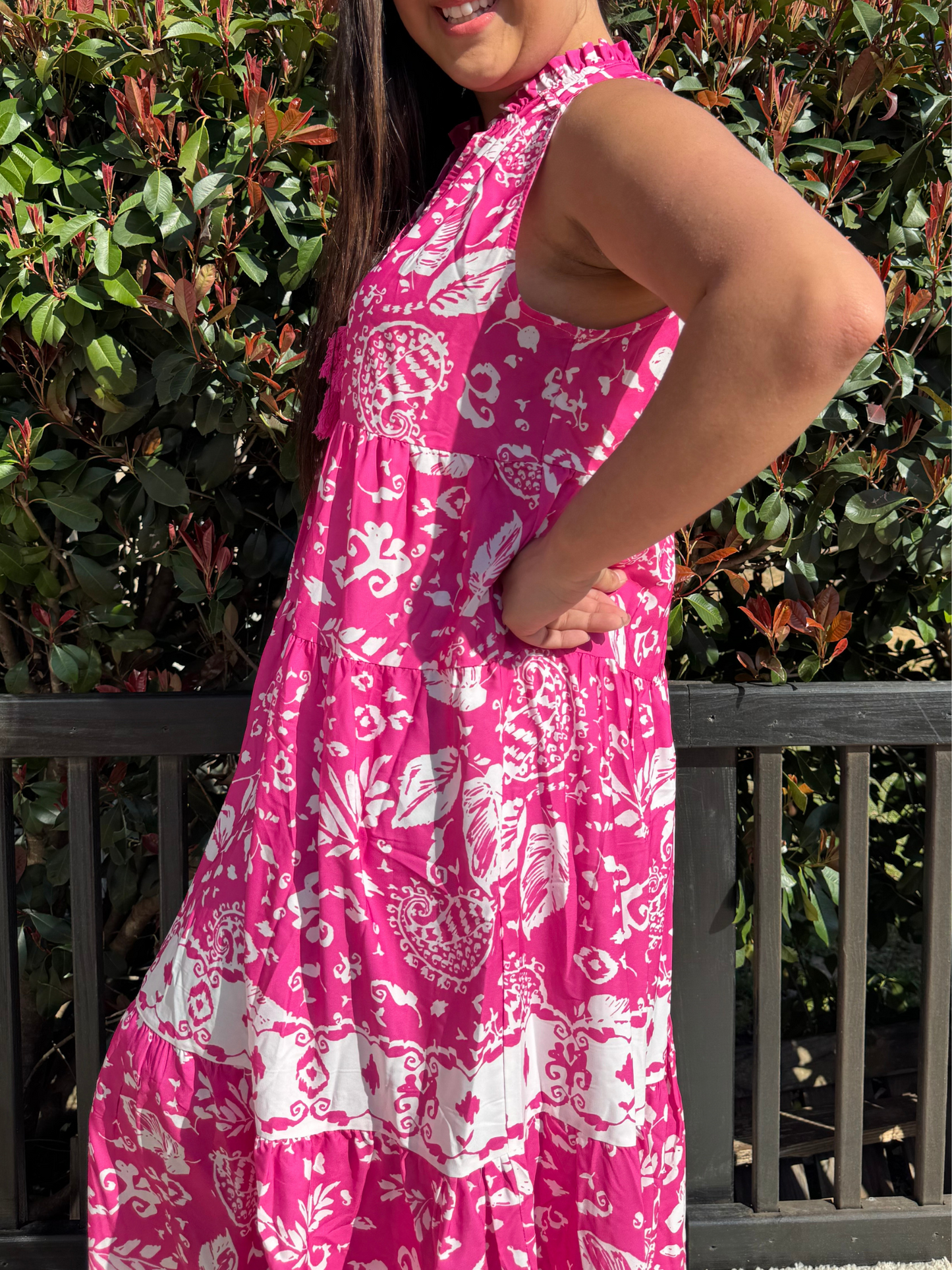 Boho Blossom Sleeveless Tassel Midi Dress - SV Boutique & Co.