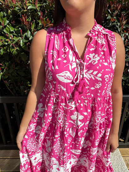 Boho Blossom Sleeveless Tassel Midi Dress - SV Boutique & Co.