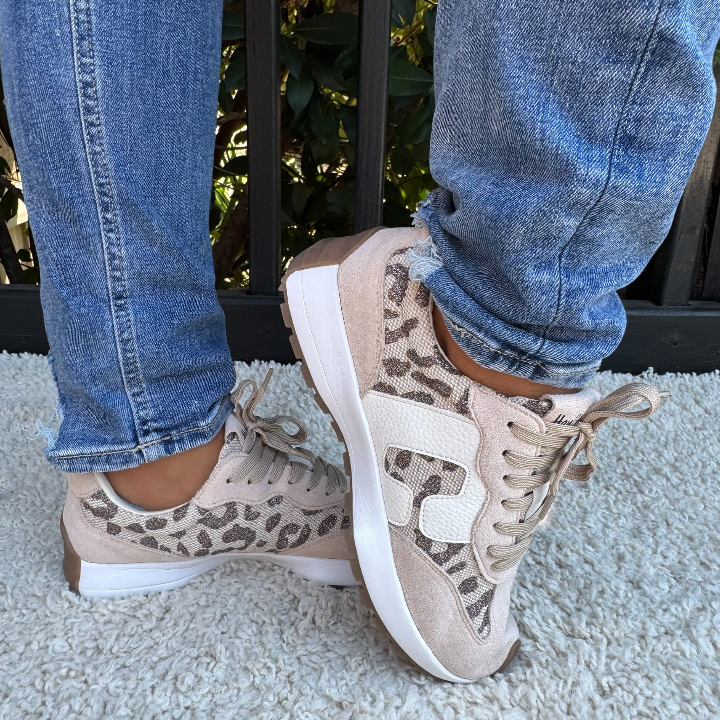 Corkys No Prob Tan Sparkle Leopard Sneaker