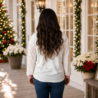 Glittery Nutcrackers on White Top with Sequin Sleeves by Emma+ Grace - SV Boutique & Co.