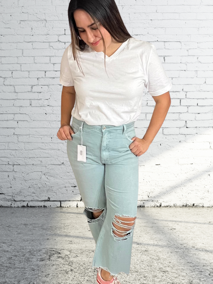 Vervet Super Fly Vintage Crop Flare Jeans in Cloud Blue - SV Boutique & Co.