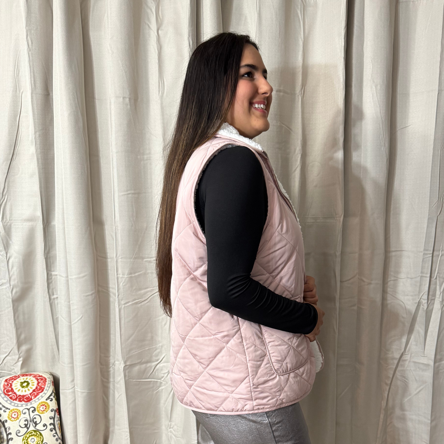 Pink Sherpa Reversible Vest