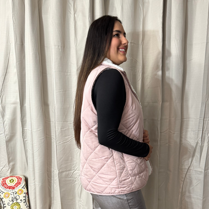 Pink Sherpa Reversible Vest