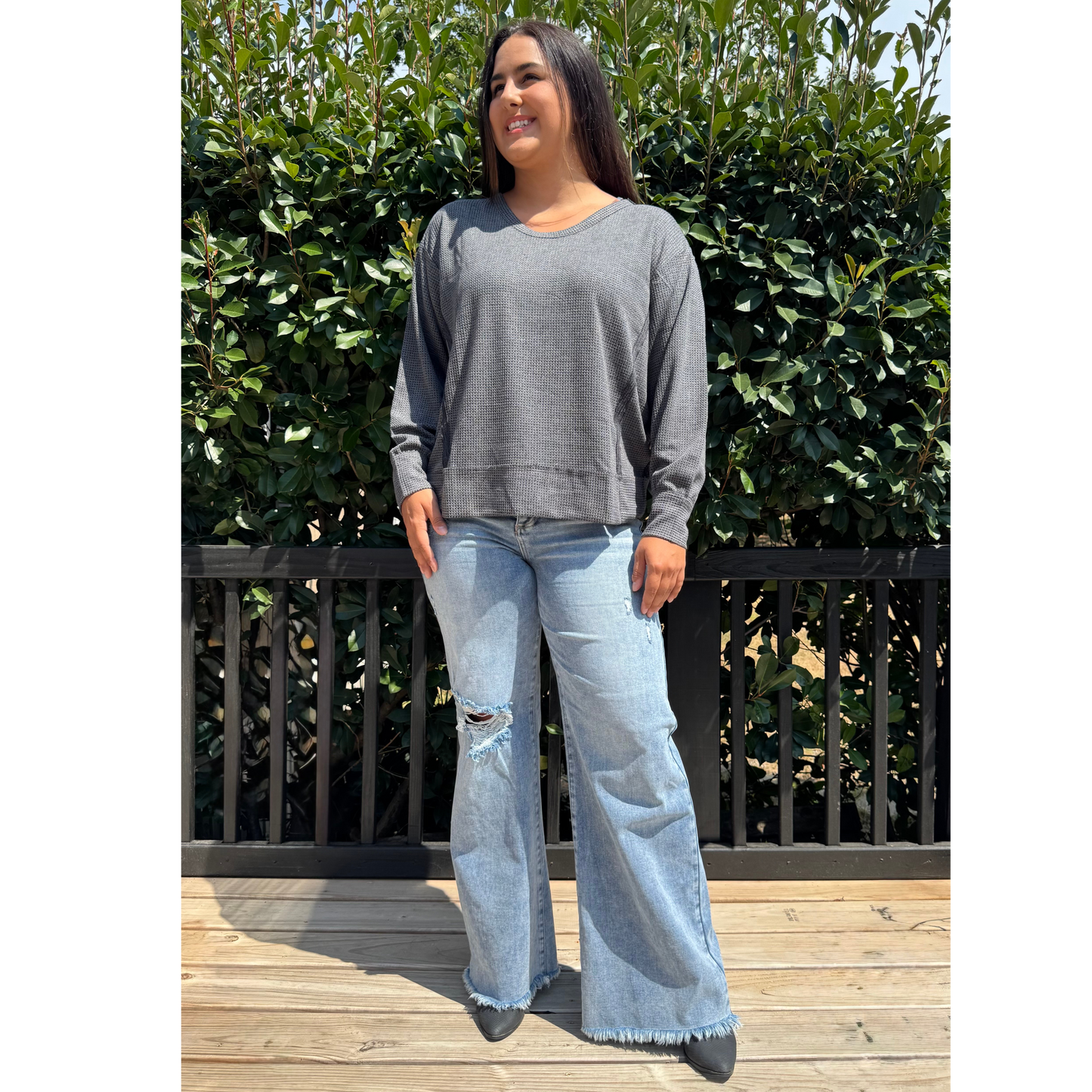 Risen City Stroll Mid Rise Wide Leg Jeans