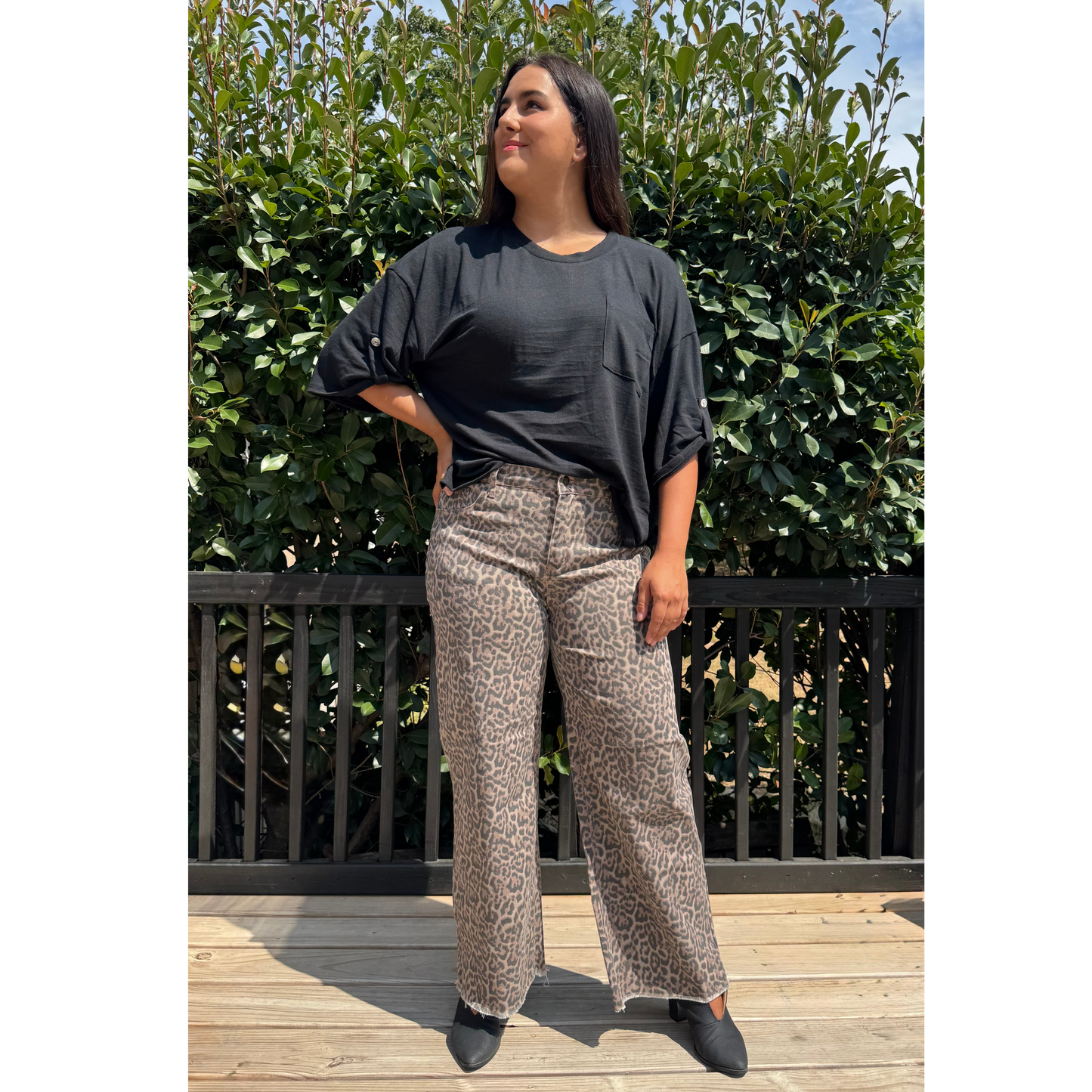 Leopard Wide Leg Jeans