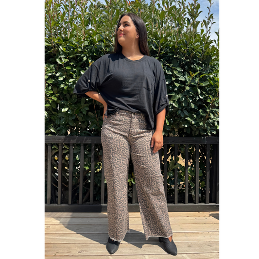 Leopard Wide Leg Jeans