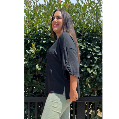 Black Hacci Top 3/4' sleeve Andree By Unit