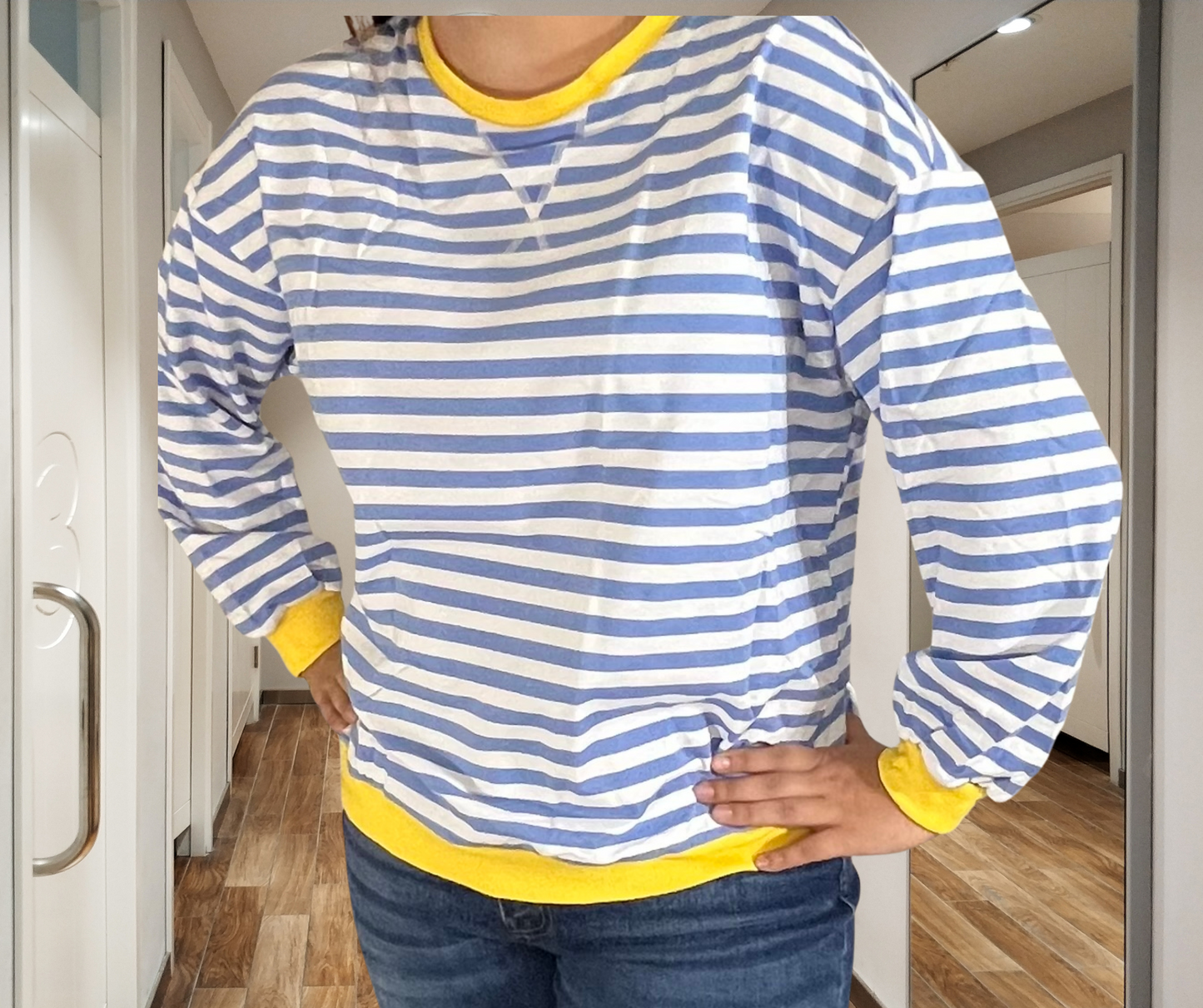 OVERSIZED STRIPED PULLOVER SWEATSHIRT - SV Boutique & Co.