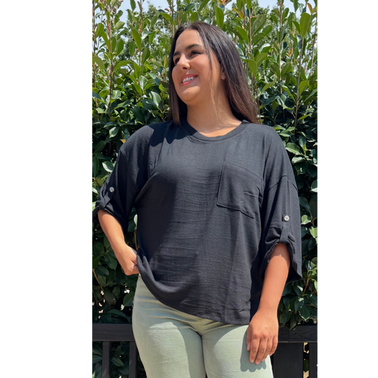 Black Hacci Top 3/4' sleeve Andree By Unit