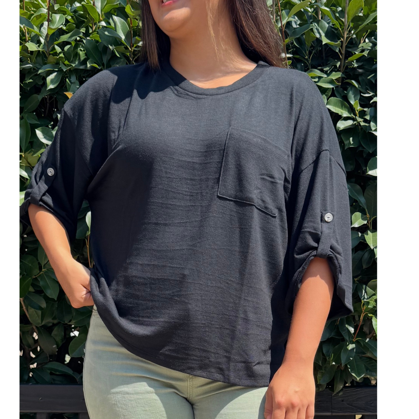 Black Hacci Top 3/4' sleeve Andree By Unit
