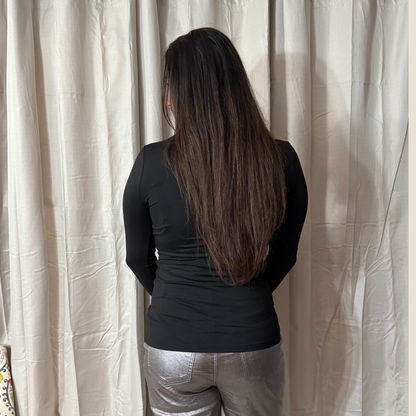 Black Microfiber Everyday Mock Neck Top