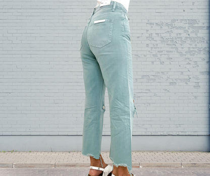 Vervet Super Fly Vintage Cropped Flare Jeans in Cloud Blue - SV Boutique & Co.