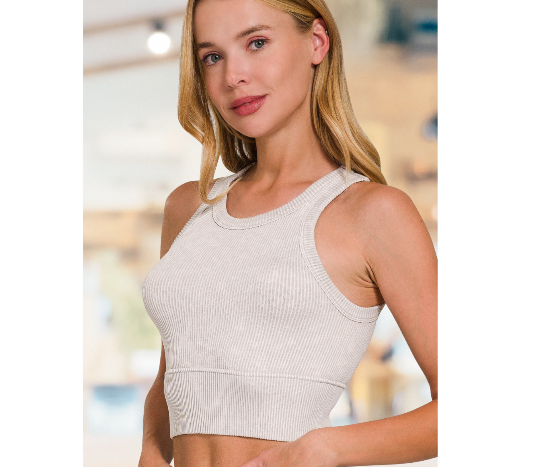 SHORELINE WASHED RIBBED SEAMLESS CROPPED TOP - SV Boutique & Co.
