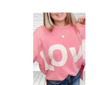 LOVE Raw Hem Hi Low Sweatshirt - SV Boutique & Co.