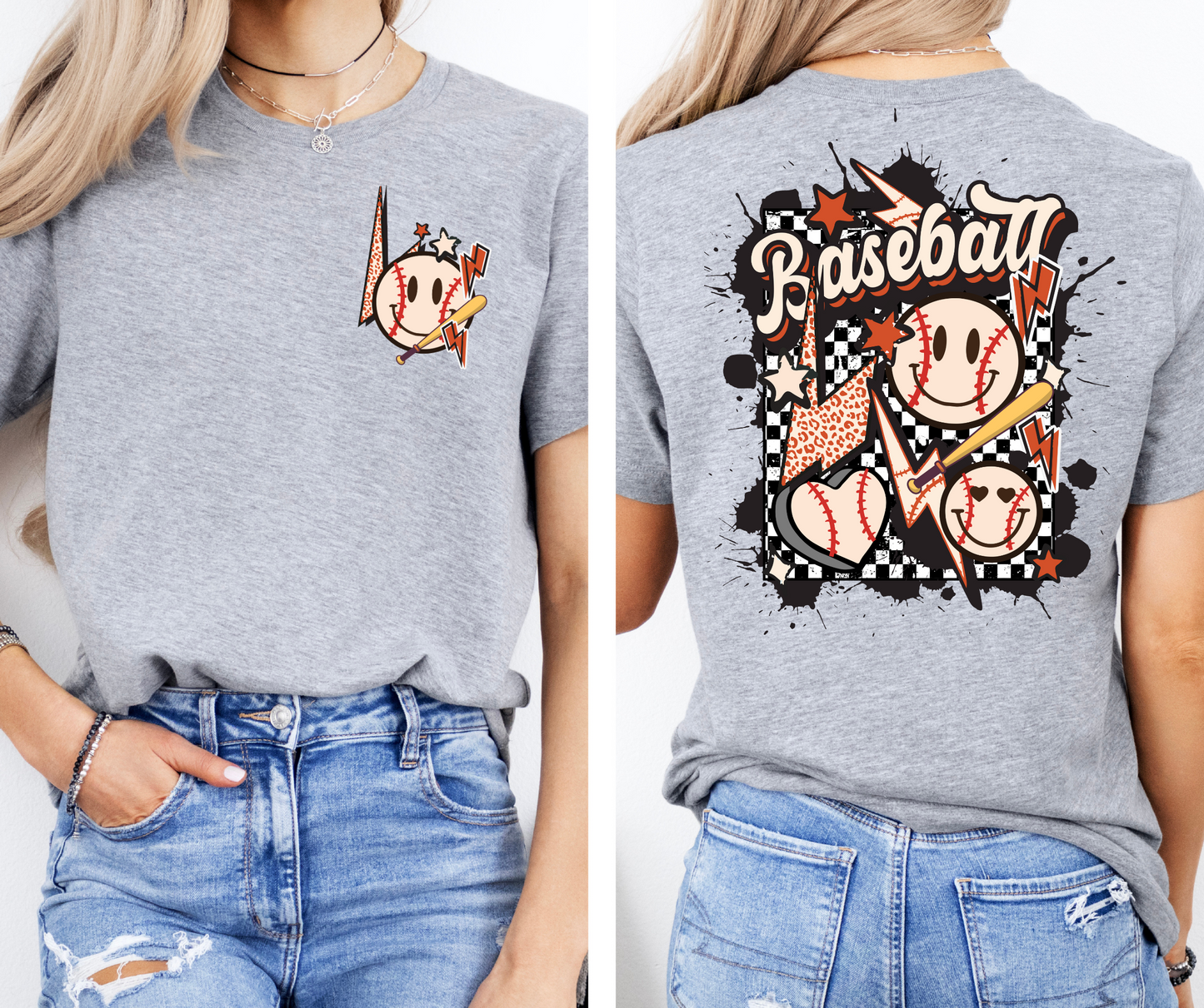 Game Day Vibes! Baseball Or Softball Smile Face Graphic Tee