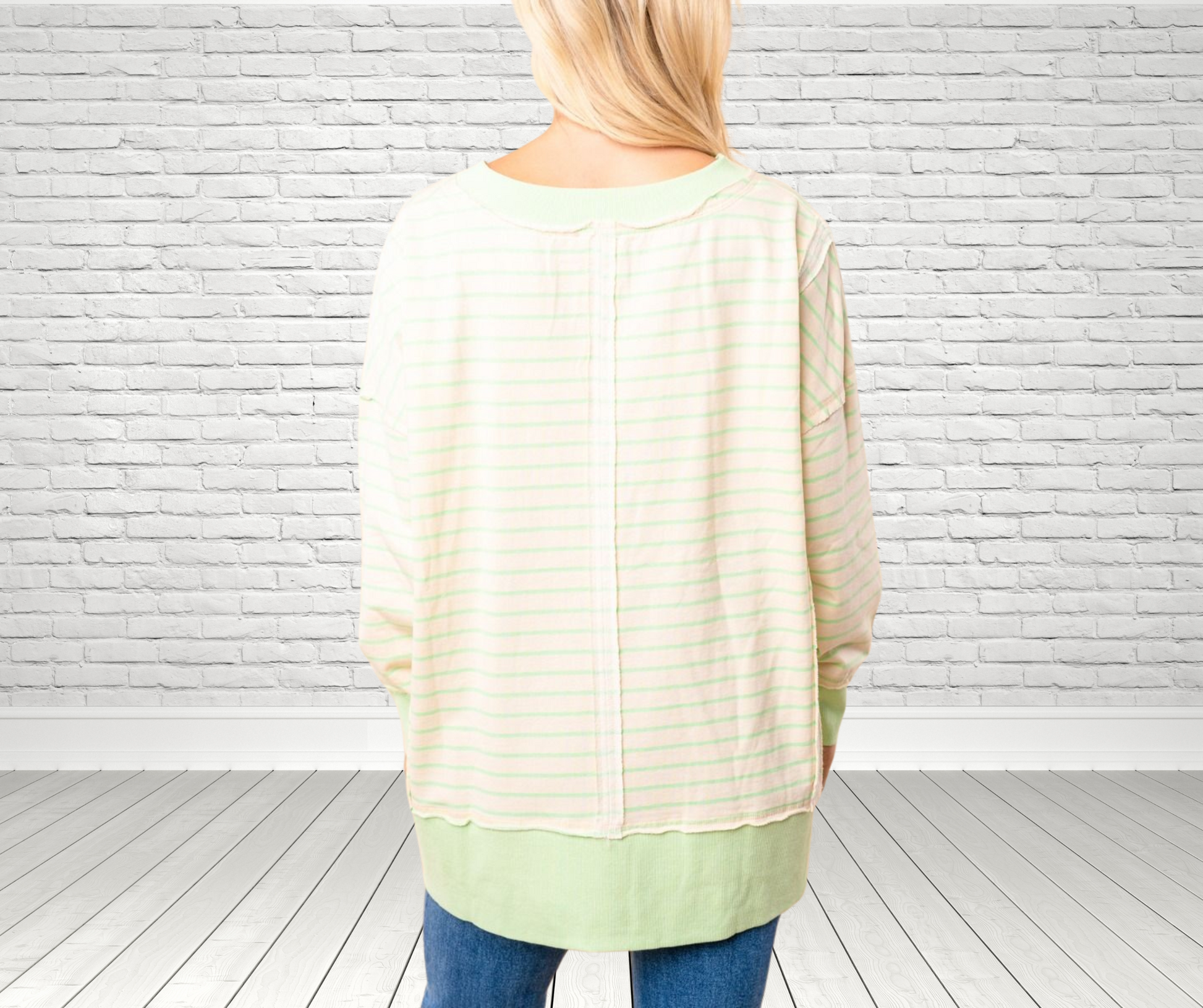 Oversized High-Low Long Sleeve Striped Knit Pullover - SV Boutique & Co.