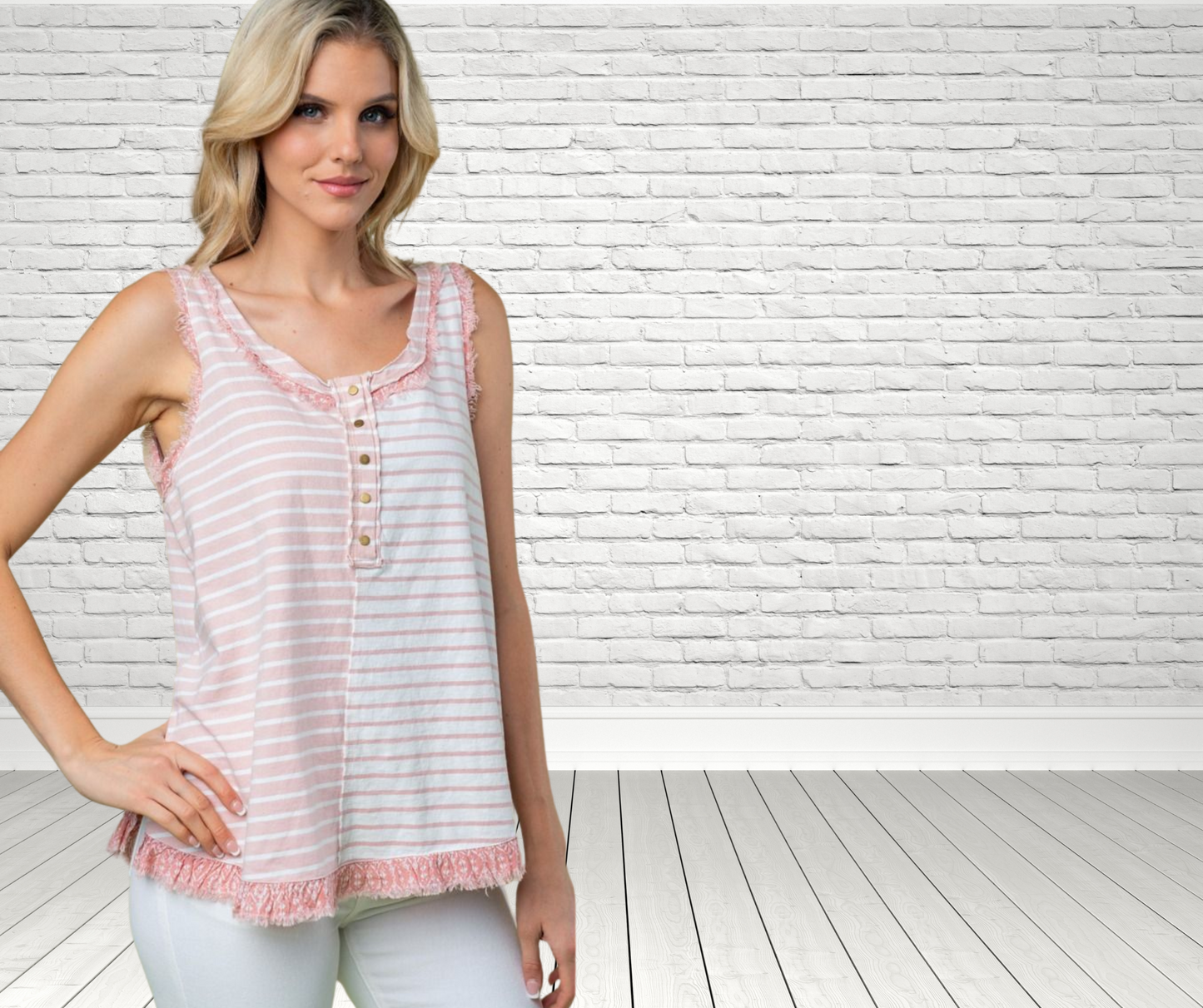 Striped Knit Flowing Top With Side Slits